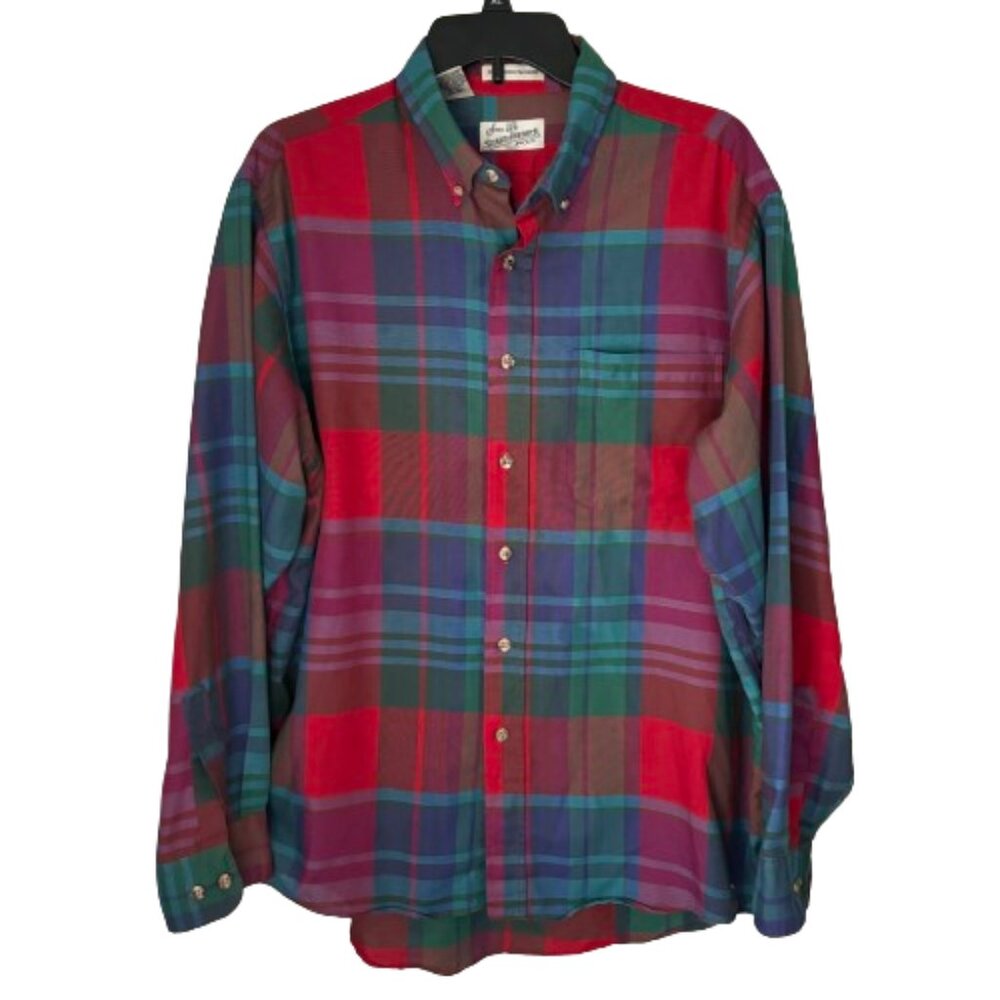 Vintage Men's Sear's Roebuck And Co. Single Needle Tailoring Plaid Shirt Size XL